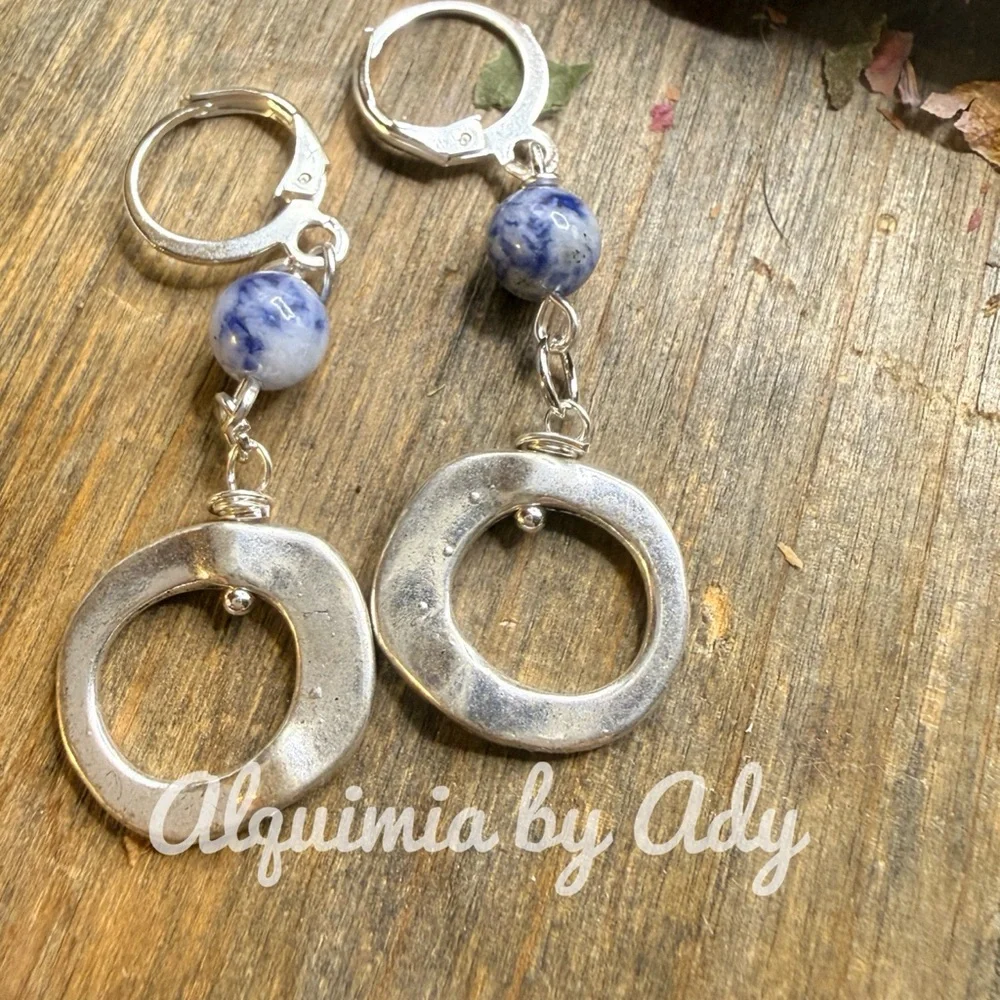 Bohemian Silver and Blue sodalite Earrings